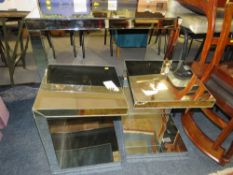 A MODERN MIRRORED CONSOLE TABLE W-102 CM AND TWO SIMILAR TABLES - AS FOUND (3)