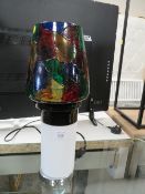 A TABLE LAMP WITH COLOURED GLASS