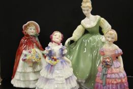 THREE SMALL DOULTON FIGURINES CONSISTING OF RUBY, GRANNY'S SHAWL AND THE LITTLE BRIDESMAID