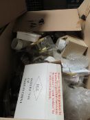 A LARGE BOX OF ASSORTED LIGHTS, FITTINGS ETC