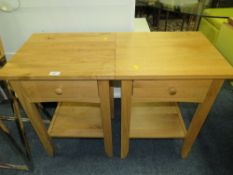 A PAIR OF MODERN LIGHT OAK STYLE BEDSIDES