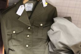 A VINTAGE SUITCASE CONTAINING AN ARMY UNIFORM AND KITBAG