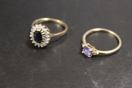 TWO 9CT GOLD DRESS RINGS
