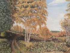 TWO FRAMED HORSE RACING PRINTS TOGETHER WITH AN OIL PAINTING OF CANNOCK CHASE (3)