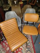 SIX ASSORTED MODERN LEATHER DINING CHAIRS