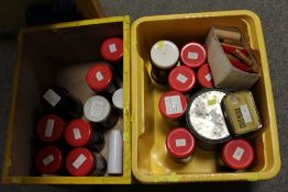TWO BOXES OF GEORGE VI & ELIZABETH II SMALL DENOMINATION COINAGE IN MANY TUBS