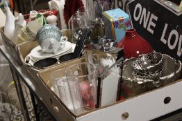 THREE TRAYS OF ASSORTED EX SHOW HOME KITCHEN AND HOME ACCESSORIES ETC