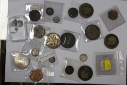 A TRAY CONTAINING SEVERAL VICTORIAN ANN OTHER CROWNS ETC