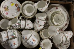A TRAY OF ASSORTED TEA AND COFFEE WARE TO INC ROYAL CROWN DERBY POSIES