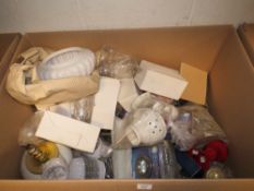 A LARGE BOX OF ASSORTED LIGHTS, FITTINGS ETC