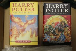 A TRAY OF BOOKS AND EPHEMERA TO INCLUDE HARRY POTTER AND THE ORDER OF THE PHOENIX, HARRY POTTER