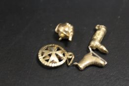 FOUR 9CT GOLD CHARMS