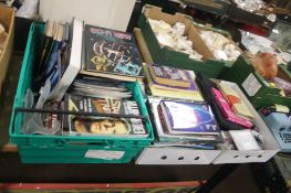 THREE TRAYS CONTAINING OIL PAINTS AND PAINT MATERIALS, ALSO STAR TREK BOOKS AND PLATES( TRAYS NOT