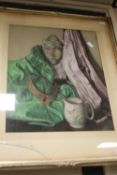 V. KEBELL, WATER COLOUR SIGNED UPPER RIGHT, DEPICTING A WALL POCKET MASK, WITH DECO TYPE JUG AND