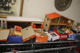 A DOLLS HOUSE TOGETHER WITH A LUNDBY CAR , TO INCLUDE OTHER FURNITURE AND LUNDBY ITEMS