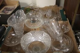 TWO TRAYS OF ASSORTED GLASSWARE (TRAYS NOT INCLUDED)