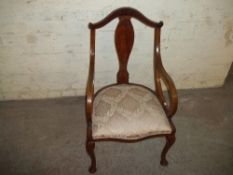 AN ANTIQUE OCCASIONAL SCOOP BACK CHAIR