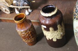 TWO TALL VASES TO INCLUDE A WEST GERMAN EXAMPLE