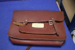 A VINTAGE LEATHER SCHOOL SATCHEL