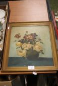 A FRAMED STILL-LIFE OIL