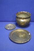 THREE PIECES OF ORIENTAL AND ISLAMIC BRASS WARE