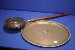 A COPPER TRAY AND A WARMING PAN