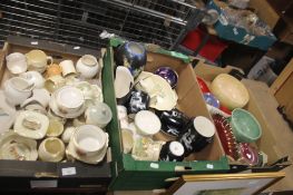 THREE TRAYS OF CHINA INCLUDE CROWN DEVON WARE (TRAYS NOT INCLUDED )