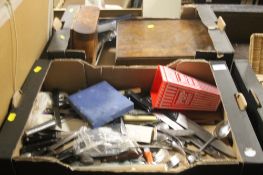 TWO TRAYS TO INCLUDE CASED WOODEN CUTLERY SET WITH LOOSE CUTLERY (TRAYS NOT INCLUDED)