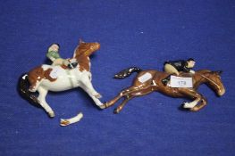 A BESWICK LADY ON HORSE WALL PLAQUE ALONG WITH A GIRL ON PONY A/F