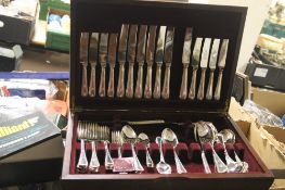 A CASED SILVER PLATED SIXTY PIECE CUTLERY SET
