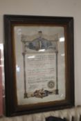A FRAMED CERTIFICATE