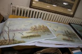 A QUANTITY OF UNFRAMED OILS