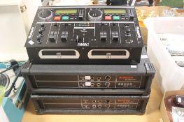 TWO MCGREGOR SS500 AMPLIFIERS TOGETHER WITH A NEWMARK CD DECK , WITH LEADS AND EXTENSION CABLE