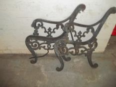 TWO ANTIQUE CAST IRON BENCH ENDS
