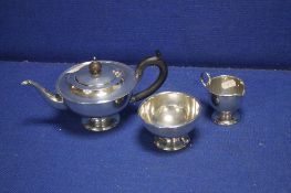 A SMALL HALLMARKED SILVER 3 PIECE TEA SET