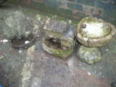 THREE CONCRETE GARDEN ORNAMENTS