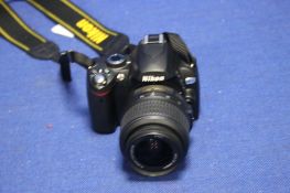 NIKON D60 DIGITAL CAMERA WITH 18-55 MM LENS, BATTERY, CARD AND CASE