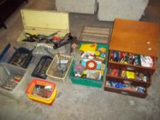 A LARGE SELECTION OF TOOLS, TOOL BOXES AND CONTENTS