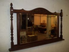 AN OAK OLD CHARM OVER MANTLE MIRROR