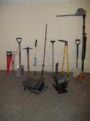 A SELECTION OF GARDEN TOOLS TO INCLUDE A DONKEY ENGINE