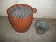 A 1935 GALVANISED BATH TUB/DOLLY AND BUCKET