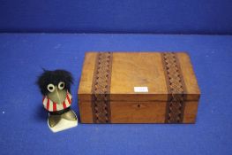 AN UNUSUAL TSB MONEY BOX, A WRITING SLOPE A/F, A QUANTITY OF JARS ETC