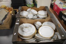 TWO TRAYS CONTAINING NORITAKE DINNER WARE TO INCLUDE TUREENS , MEAT PLATE, DINNER PLATES , SALAD