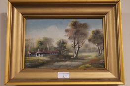 A FRAMED OIL ON CANVAS SIGNED TO THE LOWER RIGHT