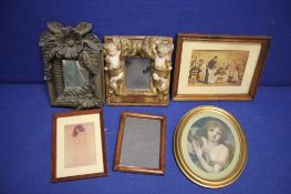 TWO SMALL REPRODUCTION MIRRORS, FRAMES ETC