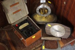 A VINTAGE METAMEC MANTLE CLOCK, AN AVOMETER ETC (5)