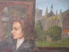 L.D.D. (XX). an impressionist study of woman in foreground before Cathedral buildings, signed with