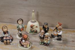 A SELECTION OF GOEBEL FIGURES TOGETHER WITH A 1979 HUMMEL BELL