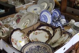 FOUR TRAYS OF ASSORTED CERAMICS TO INCLUDE MAPLE & Co CABINET PLATES