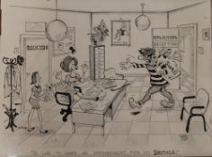 GORDON RILEY (XX). A set of four humorous legal cartoon sketches, signed, framed and glazed, 30 x 40